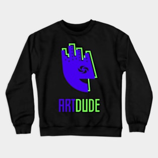 YourArtDude Logo In Blue And Lime Crewneck Sweatshirt